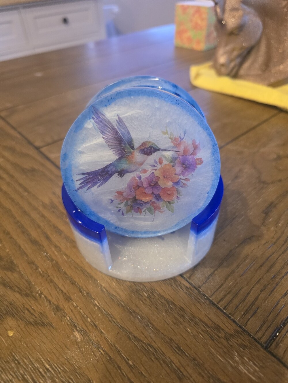 Coasters...Hummingbird Floral Decorative Coaster Set - Picture 3 of 4